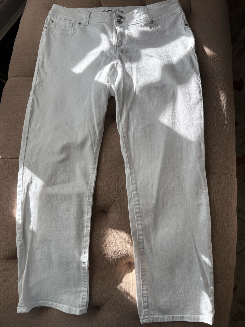 INC White Straight-Leg Jeans